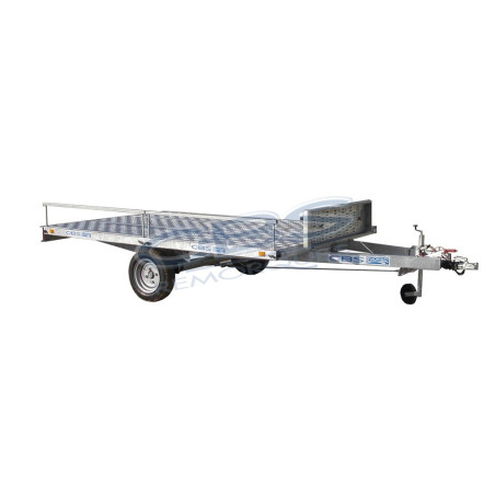 Remorque plateau CBS Q880 double quads PTAC 1250 KG et une caisse de 3