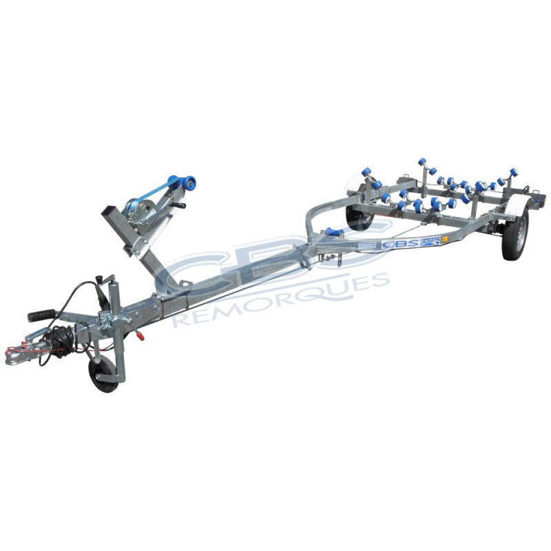 Remorque multirouleaux CBS M0550F simple essieu freiné PTAC 750kg Remorque multirouleaux CBS M0550F simple essieu freiné PTAC 750kg