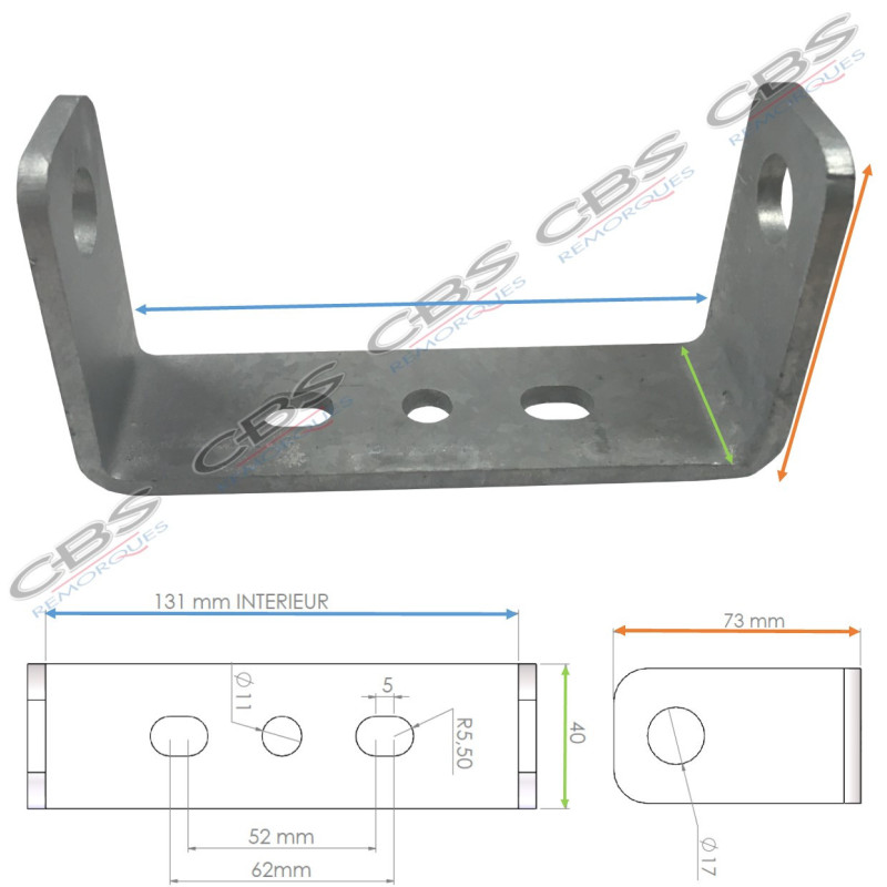 FERRURE BOBINE EN 130 MM CBS REMORQUES