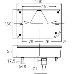 Feu 6 fonctions côté Gauche 200 x 138 mm