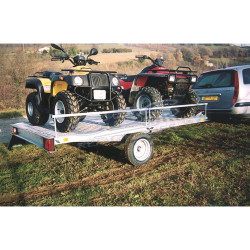 Remorque plateau CBS Q880 double quads PTAC 1250 KG et une caisse de 3