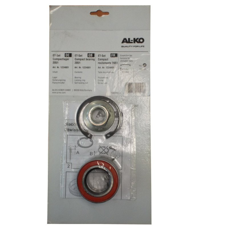 Kit roulement cartouche essieu compact F 1000KG à 1350KG - ALKO Kit roulement cartouche essieu compact F 1000KG à 1350KG - ALKO